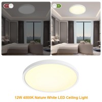 Inshareplus Led Flush Mount Ceiling Light Fixture, 1500Ml 4000K Natural White 7Inch Flat Modern Ceiling Lighting,12W(120W Equiv), Ceiling Lamp Used In Bedroom, Bathroom, Kitchen, Corridor