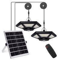 Yomisga Dual Head Solar Powered Shed Light Daytime Available Solar Pendant Lights Outdoor With Remote Control Timer Motion Se