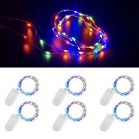 Ostwiki Fairy Lights Battery Operated, 6-Pack Mini String Lights, 20 Led 7Ft Twinkle Firefly Starry Lights For Diy Craft Mason Jar Bedroom Wedding Party Table Christmas Decoration (Colorful)