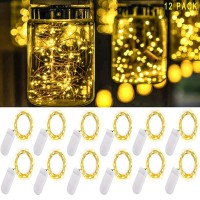 Ostwiki Warm White Fairy Lights Battery Operated, 7Ft Mini Lights For Mason Jar, 12-Pack 20 Small Led String Lights For Crafts Bedroom Wedding Party Table Bottle Christmas Firefly Fairy Decoration