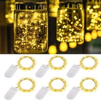 Ostwiki Fairy Lights Battery Operated, 6-Pack Mini String Lights, 20 Led 7Ft Twinkle Firefly Starry Lights For Diy Craft Mason Jar Bedroom Wedding Party Table Christmas Decoration (Warm White)