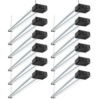 Bbounder 12 Pack Linkable Led Shop Light With Reflector, Super Bright 6500K Cool Daylight, 4400 Lm, 4 Ft, 48 Inch Integrated Fixture For Garage, 40W Equivalent 250W, Surface & Suspension Mount, Black