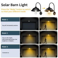 Ufelizor Solar Barn Light Solar Wall Mount Light Outdoor Retro Sconce Light With 3 Lighting Modes & Motion Sensor, Waterproof Solar Farmhouse Light Outdoor For Barn Chicken Coop Garage Shed