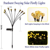 Zfnn Solar Garden Lights - 4 Pack 24 Leds Solar Firefly Lights, Starburst Swaying Lights, Outdoor Waterproof Garden Decorations For Yard Patio Pathway Lawn Mother'S Day Difts