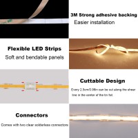 Topai 24V Cob Led Strip Warm White 3000K Outdoor Waterproof 164Ft Super Bright 4000Lm Cri90 Self Adhesive Uniform Dotless 480L