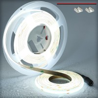 Topai 24V Cob Led Strip Light Cool White 6000K Waterproof Ip65 Super Bright Cri 90 4000Lm Dotless High Density 480Ledsm 164Ft