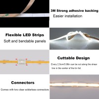 Topai 24V Cob Led Strip Light Cool White 6000K Waterproof Ip65 Super Bright Cri 90 4000Lm Dotless High Density 480Ledsm 164Ft