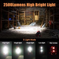 Led Work Light Rechargeable, 2 Cob 2500Lm Folding Portable Flood Light With Magnetic Base And 360