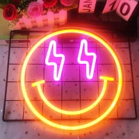 Smiley Face Neon Sign Dimmable Smiley Face Led Sign Smile Neon Sign For Wall Decor Smiley Face Decor For Bedroom Kids Room Smiley Neon Sign For Room Decor Holiday Party Gift Orange Pink