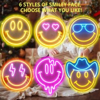 Smiley Face Neon Sign Dimmable Smiley Face Led Sign Smile Neon Sign For Wall Decor Smiley Face Decor For Bedroom Kids Room Smiley Neon Sign For Room Decor Holiday Party Gift Orange Pink