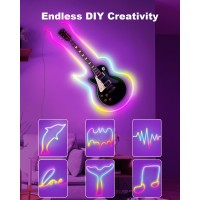 Lpmylmc Neon Rope Light With Ic-Chip, 16.4Ft Led Neon Flex With Music Sync, Compatible With Alexa, Google Assistant, Led Strip Lights For Bedroom Living Gaming Room Wall Decor (Not Support 5G Wifi)