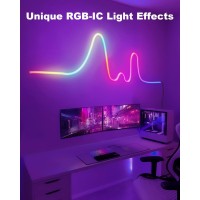 Lpmylmc Neon Rope Light With Ic-Chip, 16.4Ft Led Neon Flex With Music Sync, Compatible With Alexa, Google Assistant, Led Strip Lights For Bedroom Living Gaming Room Wall Decor (Not Support 5G Wifi)