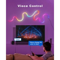 Lpmylmc Neon Rope Light With Ic-Chip, 16.4Ft Led Neon Flex With Music Sync, Compatible With Alexa, Google Assistant, Led Strip Lights For Bedroom Living Gaming Room Wall Decor (Not Support 5G Wifi)