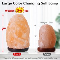 Pursalt Himalayan Salt Lamp 7 Inches (5-6 Lbs) With Upgraded Remote Control, Adjustable 16 Color Changing Salt Lamp Night Light, Natural Crystal Pink Large Usb Salt Rock Lamp For Home Decor And Gift