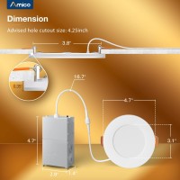 Amico 12 Pack 4 Inch 5Cct Led Recessed Ceiling Light With Night Light, 2700K/3000K/3500K/4000K/5000K Selectable Ultra-Thin Recessed Lighting, 10W=90W, 700Lm, Dimmable Canless Wafer Downlight - Etl&Fcc