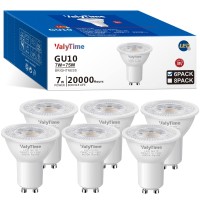 Valytime Gu10 Led Light Bulbs 7W (50W -60W-75W Equivalent) Gu10 Shape Halogen Replacement Bulb 38? 120V 650Lm Non-Dimmable For Track Spot Lighting Indoor Recessed,Natural White 4000K 6 Pack