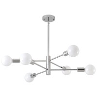 Hhr Modern Sputnik Chandelier Industrial 6Light Chrome Ceiling Light Fixture Height Adjustable Lighting For Kitchen Island Bed