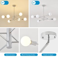 Hhr Modern Sputnik Chandelier Industrial 6Light Chrome Ceiling Light Fixture Height Adjustable Lighting For Kitchen Island Bed