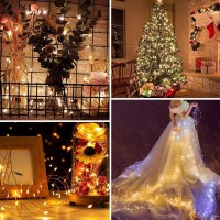 4-Pack 33Ft 100 Led Fairy Lights Battery Operated With Remote & Timer, Waterproof Twinkle String Lights Outdoor Indoor 8 Modes For Bedroom Dorm Diy Christmas Party Wedding Garden Tree (Warm White)