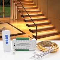 Superstairled Intelligent Motion Sensor Led Stair Lighting Complete Set Ssl-5616, 40 Inches Long Cuttable Led Strip Light For Indoor Led Stair Lights Led Step Lights (Warm White 3000K, 16 Stairs)