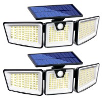 Sparks Fly Solar Motion Sensor Outdoor Lights, 3 Heads Security Lights Solar Powered, 3000Lm Solar Lights, 180 Led Flood Lights Spotlight 270? Rotatable Ip65 Waterproof For Yard Patio Garden Pathway