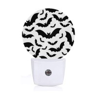 Axayaz Black Bats Led Night Light Spooky Halloween Dark Dead Spider Dusk To Dawn Round Lamp Auto Sensor For Bathroom Hallway Liv