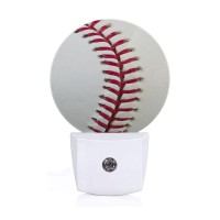 Axayaz Baseball Stitching Led Night Light Ball Game Sports American Dusk To Dawn Round Lamp Auto Sensor For Bathroom Hallway Liv