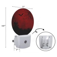 Axayaz Halloween Night Light Plug Into Wall Red Black Skull Spooky Bats Spider Ghost Grave Stone Castle Tree Auto Sensor Led Dus