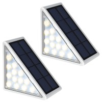 Audles Led Solar Step Lights Waterproof Outdoor Stair Lights, Warm White Solar Deck Lights Ip67 Solar Decoration Lights For Yard, Patio, Garden, Walkways, Front Door, Pathway, Driveway, Porch 2Pk