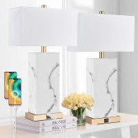 24 White Table Lamp Set Of 2 Touch Control Lamps For Living Room With Usb 3Way Dimmable Bedside Nightstand Lamps Gold Lamp