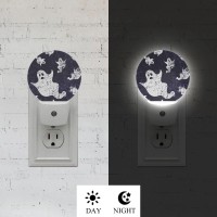 Axayaz Ghost Night Light Plug Into Wall Halloween Scary Skull Ghosts Spirit In Vintage Doodle Purple White Auto Sensor Led Dusk