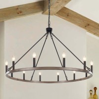 Jdfeifff 12-Light Wagon Wheel Chandelier 38 Inch Dining Room Chandelier Large Chandeliers For High Ceilings Farmhouse Chandelier Round Chandelier Rustic Chandelier Outdoor Foyer Lighting Fixtures