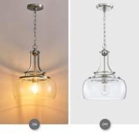 Wuzups Chandelier Rustic Farmhouse Industrial Round Ceiling Pendant Led Light Fixture With Clear Glass Shades For Dining Room Ki