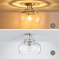 Wuzups Chandelier Rustic Farmhouse Industrial Round Semiflushmount Ceiling Led Light Fixture With Clear Glass Shades For Bathro