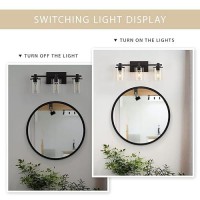 Dadul 3Lights Bathroom Light Fixtures Matte Black Bathroom Vanity Light Fixtures Over Mirror Bathroom Wall Sconces For Bedroo