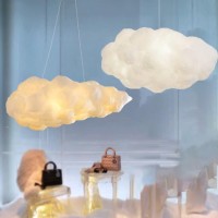 Dunmw 3D Creative Cotton Clouds Pendant Light Chandelier Fire Protection Cloud Ceiling Lamp Decorative Atmosphere Clouds Chandelier Bedroom, Living Room, Shop, 3 Lighting