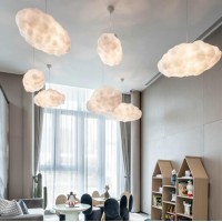 Dunmw 3D Creative Cotton Clouds Pendant Light Chandelier Fire Protection Cloud Ceiling Lamp Decorative Atmosphere Clouds Chandelier Bedroom, Living Room, Shop, 3 Lighting