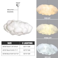 Dunmw 3D Creative Cotton Clouds Pendant Light Chandelier Fire Protection Cloud Ceiling Lamp Decorative Atmosphere Clouds Chandelier Bedroom, Living Room, Shop, 3 Lighting