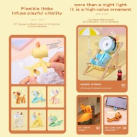 Renxr Mini Night Light For Kids Creative Dog Deer Led Light Portable Cute Animal Lamps For Girl Boy Kids Bedroom Nursery Pink