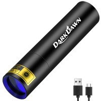 Darkdawn Uv 365Nm Black Lights Mini Flashlight Usb Rechargeable, Woods Lamp Portable Led Ultraviolet Pocket 370Nm - Blacklight For Cat Urine Detection, Stains, Uranium Glass, Leak Detection, V4 365 Nm