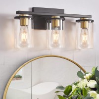 Fabulis Bathroom Vanity Light Fixtures, 3-Light Vanity Lights, Black And Gold Bathroom Light Fixtures For Bedroom Hallway Bathroom Lighting (Black+Gold, 3-Light)