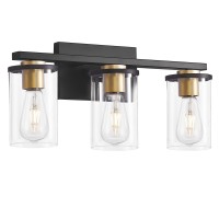 Fabulis Bathroom Vanity Light Fixtures, 3-Light Vanity Lights, Black And Gold Bathroom Light Fixtures For Bedroom Hallway Bathroom Lighting (Black+Gold, 3-Light)