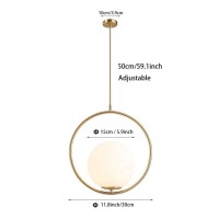 Kefa Modern Not Hardwired Battery Operated Glass Globe Pendant Light Fixtures,Industrial Style Kitchen Island Lighting With White Shade, Wireless Hanging Pendant Light For Living Room Restaurant Bar (