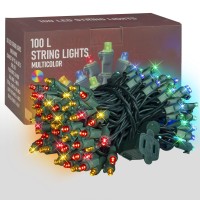 Dazzle Bright 33Ft 100 Led Christmas String Lights Indoor Outdoor Waterproof Multicolored Christmas Lights Green Wire Twinkle