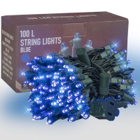 Dazzle Bright 33Ft 100 Led Christmas String Lights Indoor Outdoor Waterproof Blue Christmas Lights Green Wire Twinkle Lights P