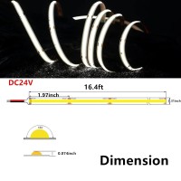 Satzol Dc24V 9W/M 100Lm/W 90Ra 480Leds/M Ip20 Cob Led Strip Light, Dotless Daylight Led Strip Lights For Cabinet Kitchen And Home Diy Lighting Without Adapter (Dc24V, Cool White 6000K)