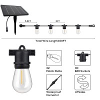 Banord 100Ft Solar String Light Outdoor, Usb Rechargeable Patio Solar Outdoor Lights With Waterproof & Shatterproof Solar Powered Bulbs Hanging Lights For Backyard, Porch, Garden, Cafe, Camping, Party