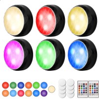 Narundren Puck Lights With Remote 13 Colors Changeable Led Under Cabinet Lighting Push Lights Battery Powered Closet Lights Ti