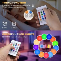 Narundren Puck Lights With Remote 13 Colors Changeable Led Under Cabinet Lighting Push Lights Battery Powered Closet Lights Ti