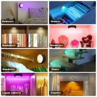 Narundren Puck Lights With Remote 13 Colors Changeable Led Under Cabinet Lighting Push Lights Battery Powered Closet Lights Tim